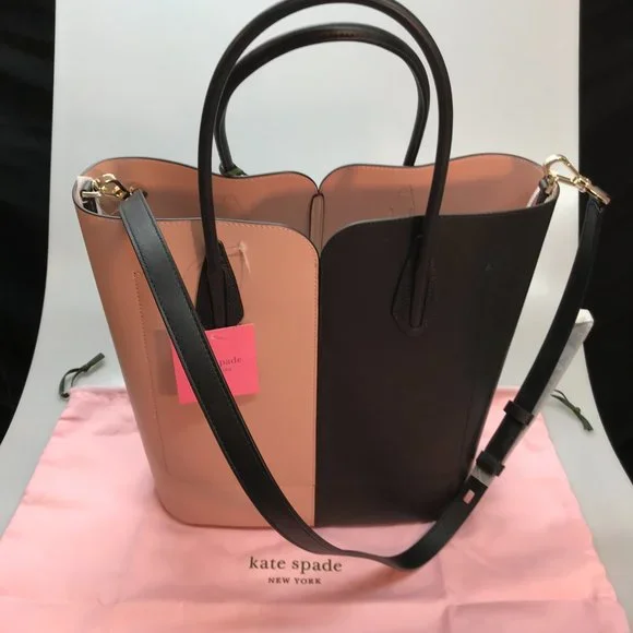 ***SALE***NWT Kate Spade Nicole Pink & Black Leather Bicolor Tote/Crossbody Bag - Picture 9 of 9